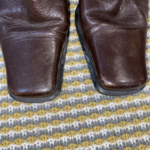 Fiorucci Boots Vintage Brown Leather Size 3.5 36 Calf Length Square Toe VGC - Picture 6 of 9