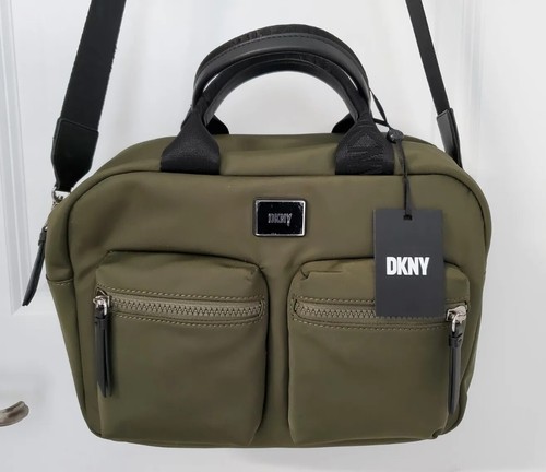 DKNY Damian Satchel Handtasche Schultertasche Neu mit Etikett olivgrün abnehmbarer Riemen - Bild 1 von 18