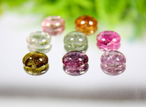 Natural Multi Color Tourmaline Cabochon Lot Gemstone for Jewelry Making, 9x7x3mm - Picture 3 of 6