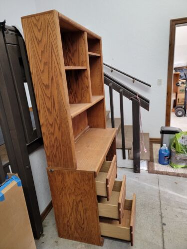 Solid Oak Desk W/hutch - Picture 3 of 3