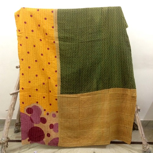 Vintage Reversible Kantha Quilt Indian Blanket Handmade Wholesale Lot 1pc Throw - Picture 23 of 35