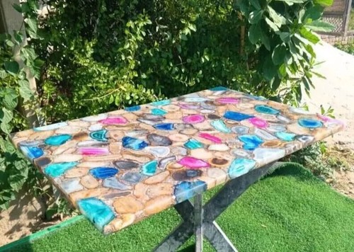24"x48" Multistone Stunning Agate Dining Table Top Counter Desk Garden Furniture - Picture 2 of 8
