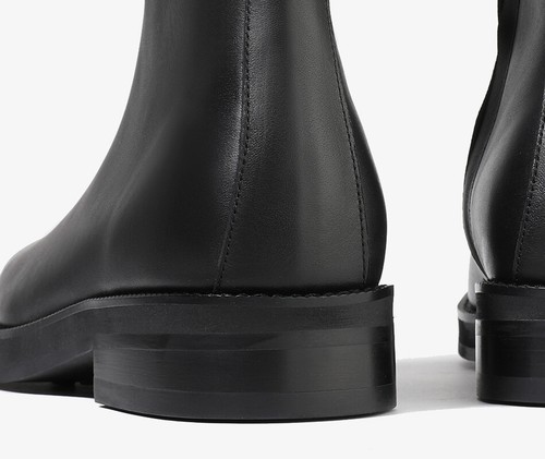 Botas al tobillo Firenze Atelier para hombre con cremallera cuadrada de cuero negro con suela vibram - Imagen 23 de 23