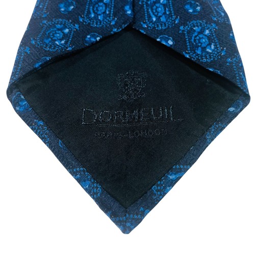 Dormeuil Paris London Herren 100% Seide Krawatte dunkelblau mit Medaillon Print Italien - Bild 7 von 11