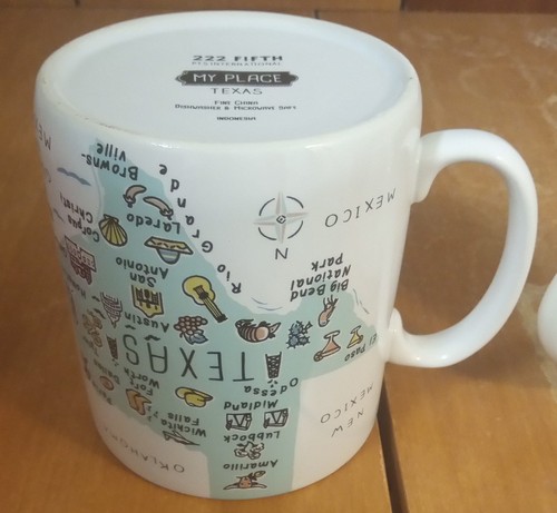 PTS / 222 Fifth My Place TEXAS Large Mug, 28 oz / 4 7/8", Porcelain, Excellent - Picture 6 of 8