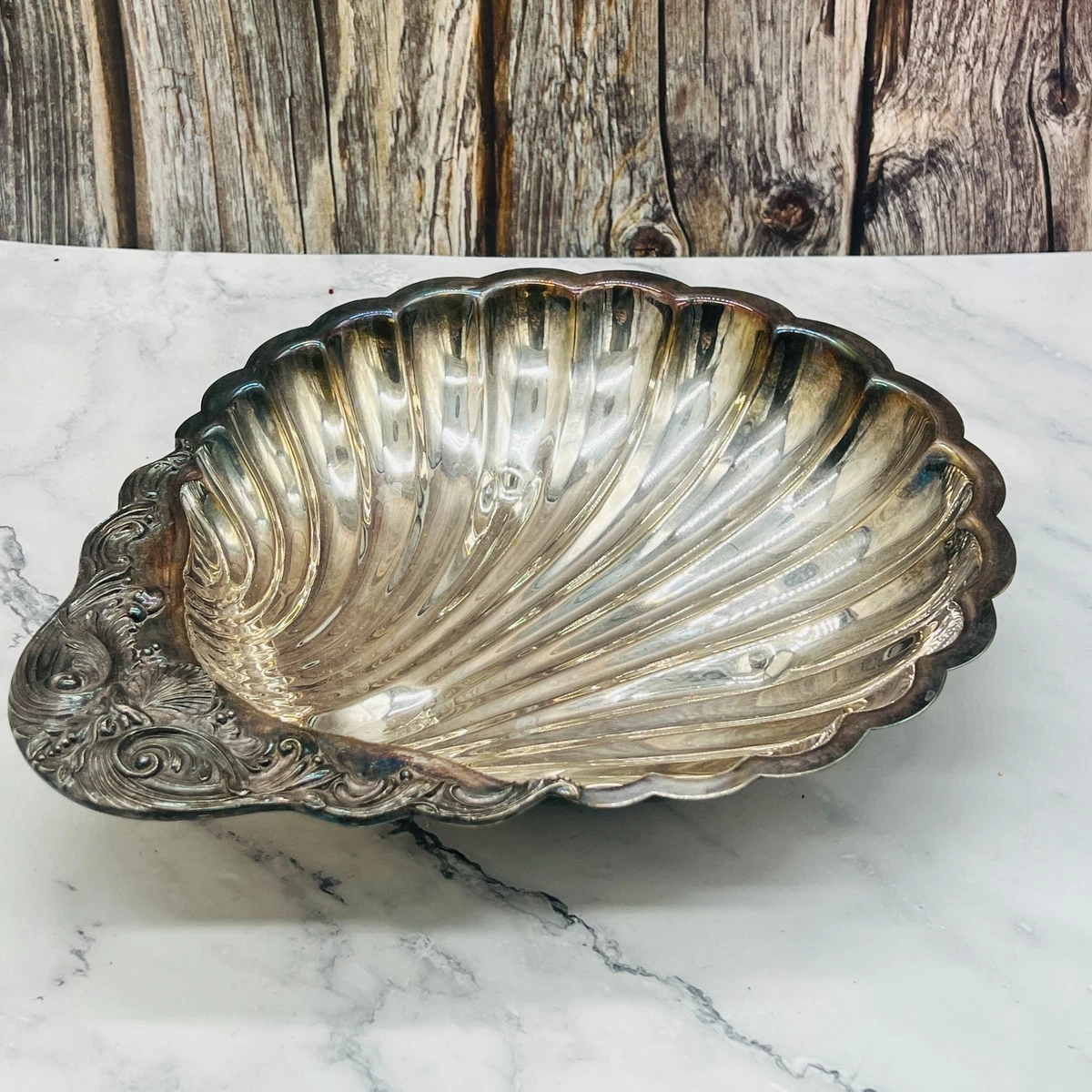 F.B. Rogers Silver Co. シルバープレート シェルボウル Vintage F.B. Rogers Silver Co Punch Bowl Silverplate Set w/27