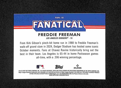 2025 Topps Chrome - Freddie Freeman FANATICAL SSP #FAN-18 Dodgers - Picture 2 of 2