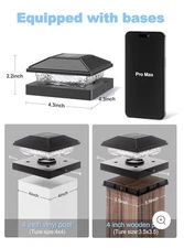 Volisun Black Solar Post Caps 12 pk LH-TZ10 4x4