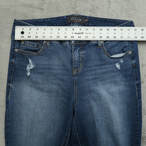 Torrid Jeans Women's Size 14R Blue High-Rise Skinny Denim 28" Inseam Distressed - Picture 15 of 16