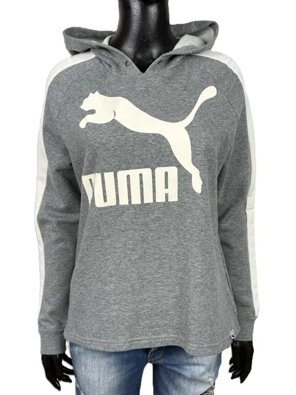 Sweat-shirt femme Puma taille S 40 gris coton polyester capuche logo sport - Photo 1/4