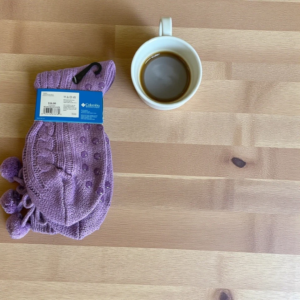 Columbia Acogedores Calcetines Para Mujer Lavanda Púrpura Pom Pom Antideslizantes Un Par Talla 4-10 Foto 2 de 4