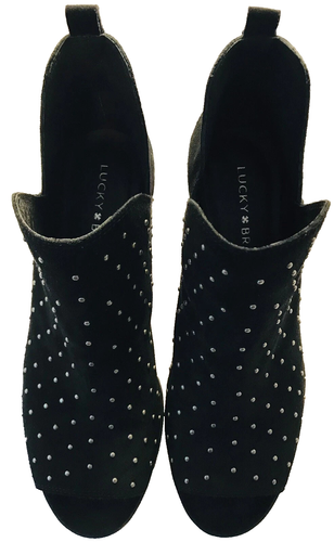 Lucky Brand Womens Oiled Suede Barlenna Peep Toe Booties Black Size 7.5 M - Picture 9 of 9