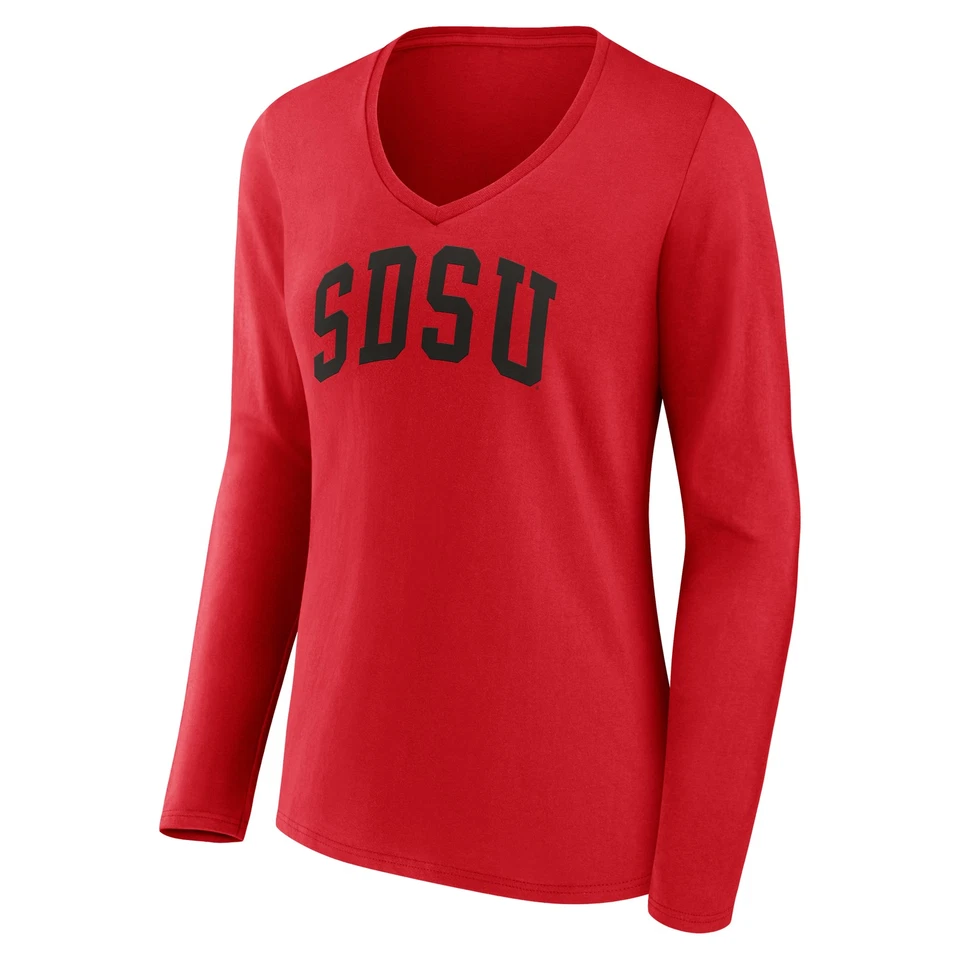 Women's Cardinal San Diego State Aztecs Arch Long Sleeve V-Neck T-Shirt - Image 2 of 3