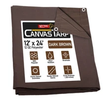 12' x 24' Dark Brown 12oz Canvas Tarp with Grommets Canvas Tarps for Trucks