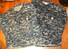 2 US Navy BDU Uniform Top LARGE Long Blue Digital Camo 8405-01-540-2449
