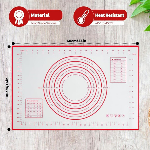Large Silicone Baking Mat, 16" X 24" Pastry Mat Baking Mats Silicone for Rolling - Picture 2 of 7