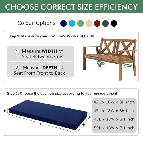 Outdoor Bench Cushion: Waterproof and Fade Resistant Patio Furniture Cushions - Picture 7 of 8