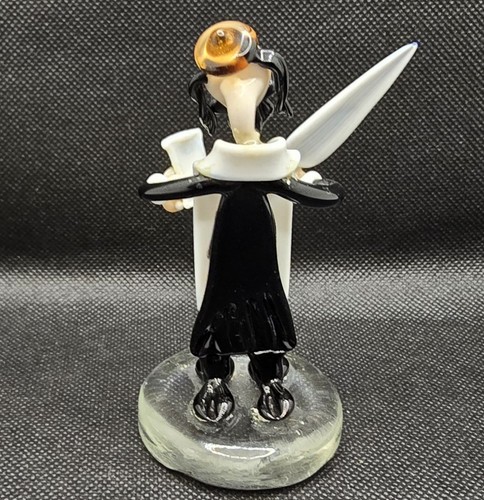Murano Glas chassidisch jüdischer Rabbi Figur hält Schriftrolle Feder 4" hoch - Bild 16 von 21