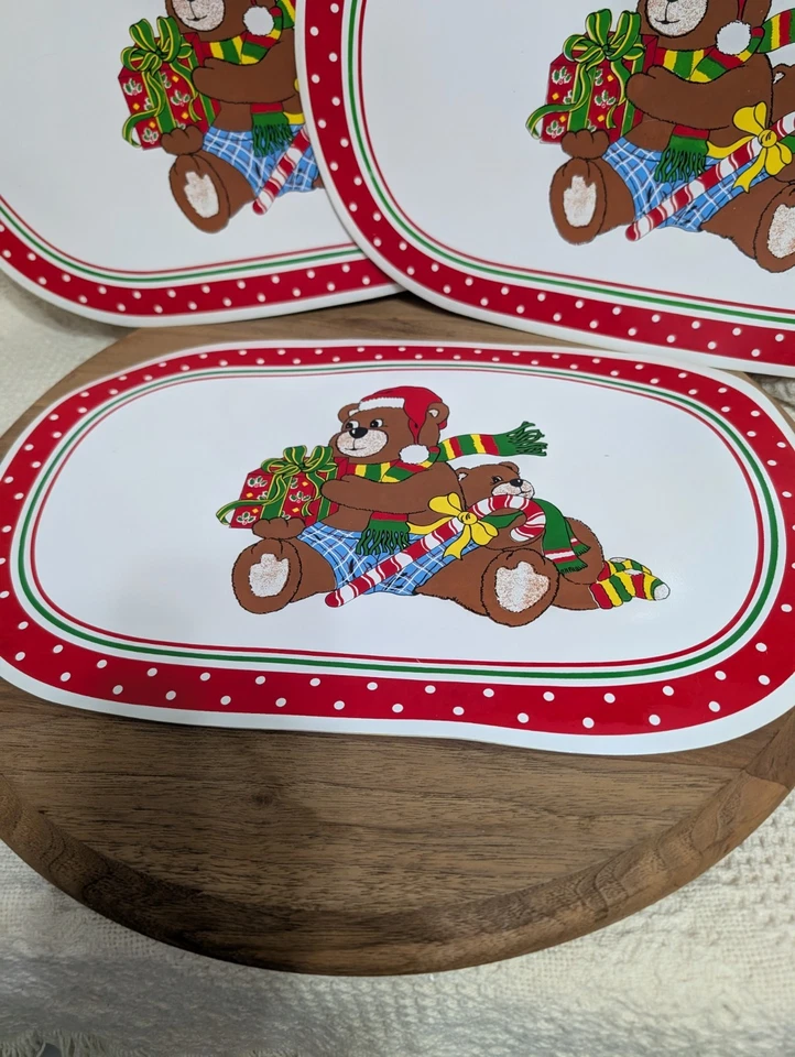 768 Ositos de Peluche de Navidad de Colección, Manteles Individuales de Vinilo 17.5" L X 11.25" con Juego de 3 Foto 2 de 4
