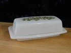 Pyrex Corelle Crazy Daisy Spring Blossom Butter Dish Vintage Green, 1/4 Pound