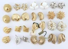 Vintage Crown TRIFARI Earrings Jewelry Lot Gold Silver Tone Flower Leaf Modernis