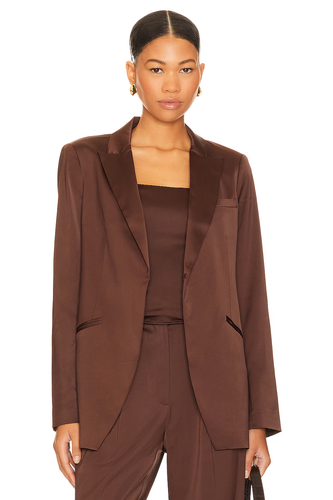Lieblingstochter Satin taillierter Blazer Gr. XS Spitzrevers braun Jacke Karriere - Bild 8 von 8