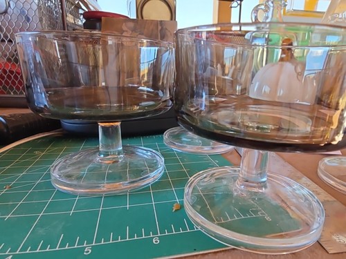 Desert Cups/ Coupes Smokey Glass Set Of 4 MCM - Picture 1 of 10