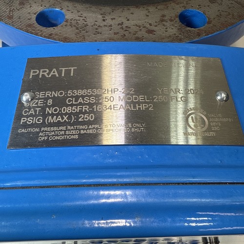Pratt 8" Flansch-Absperrklappe, 250 PSIG, Modell 250 FLG, 2024 - Bild 2 von 8
