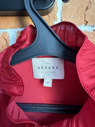 Sezane Johana Blouse Shirt, Size 40 Red - Picture 4 of 7