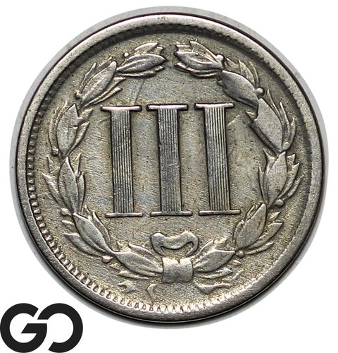 Tres centavos de níquel 1865 - Imagen 2 de 3