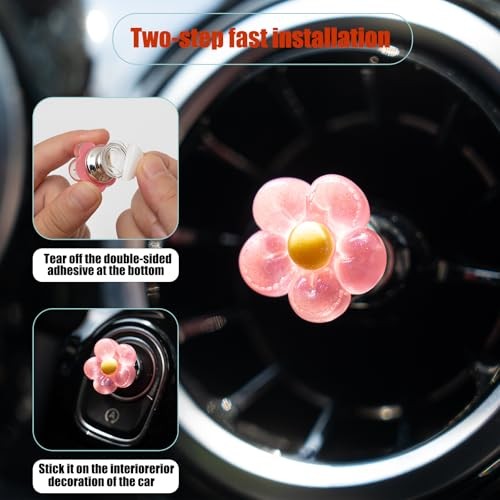 Cubierta de botón pulsador para arrancar, accesorios de coche Bling para rosa translúcido - Imagen 5 de 6