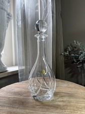 Vintage Tuscan Lead Crystal Decanter Hand-Cut Italian Barware ECC 1980s 1990s