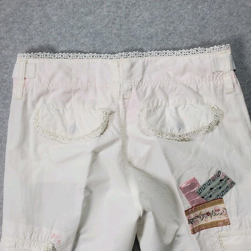 Vintage Miss Me Embroidered Crocheted Cargo Pants Lace Trim Patches Boho Small - Picture 21 of 22