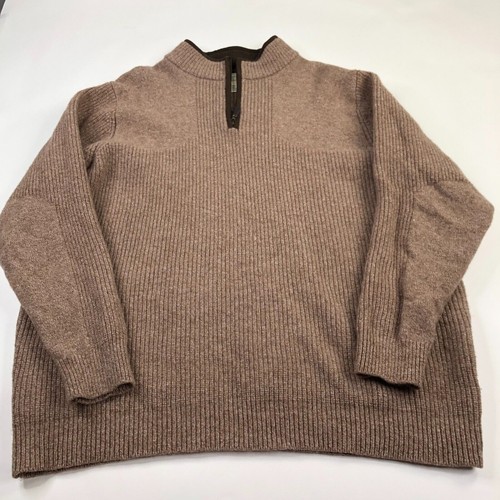 L.L. Bean Sweater 2XLT TALL Brown 100% Merino Lambs' Wool Knit Mock Neck MINT - Picture 2 of 8