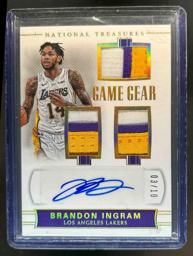 2017-18 National Treasures Brandon Ingram Game Gear Triple Auto Patch Prime #/10