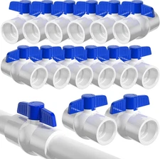16PCS 3/4" PVC Ball Valve,Sch40 Slip PVC Water Pipe Valve with Easy Turn Blue T-