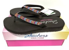 Skechers Women's Meditation Tribe Vibez Chocolate Flip Flop Sandals Size 8