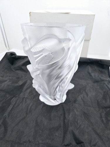 Vaso cristallo Lalique Martinets Francia 9,5x6,5" - Foto 3 di 10