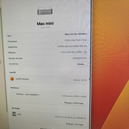 Apple Mac Mini A1283 2GHz 8Go SSD 250Go Superdrive MB464 macmini3,1 Ventura - Bild 11 von 12