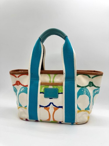Mini borsa Coach Hampton vintage multicolore firmata manico superiore Y2K 5659 - Foto 2 di 18