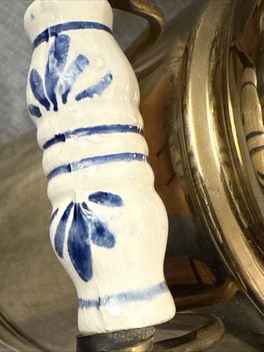 "Contenedor de cargador de latón Holland paraguas manijas de porcelana Delft EVC 10,5""" - Imagen 8 de 14