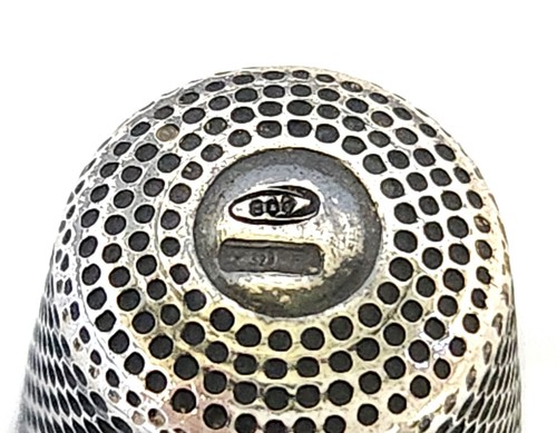 Antique 800 Sterling Silver Firenze Italy Thimble Banded Leaf Design - Picture 17 of 17