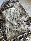 French Country Toile and Gingam Pillow Shams Tea Stained & Black Ruffled Std