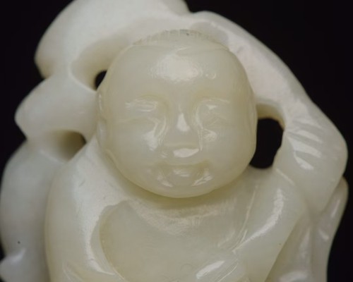 CHINESE 19TH CENTURY WHITE Hetian JADE BOYS TOGGLE STATUE QING DYNASTY74 - Picture 7 of 9