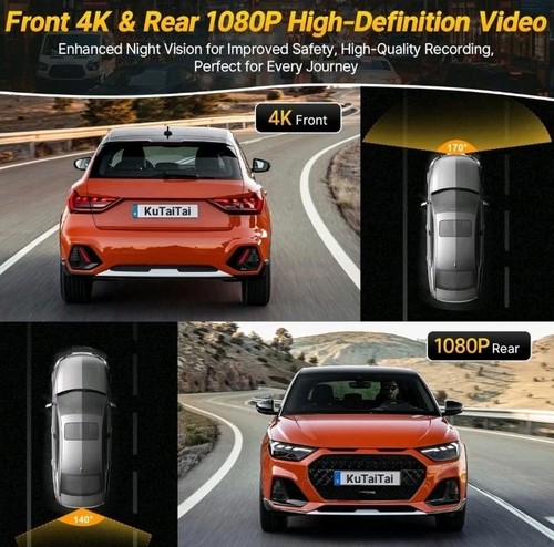 Cámara de tablero delantera 4K + trasera 1080P para Toyota RAV4 2022 2023 2024 2025 LE Limited SE - Imagen 3 de 7
