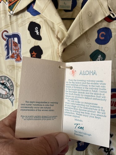 Vintage Reyn Spooner MLB Baseball Hawaiian Mens Shirt Large RARE All Over Print - Picture 3 of 14