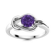 Sterling Silver Amethyst Stone Solitaire Prong Wedding Ethnic Trendy Ring