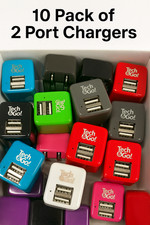 Lot of 10 2Port USB Wall Chargers, Power Adapters for Phones/Tablets, Wholesale