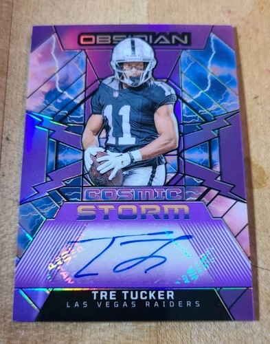 TRE TUCKER 2024 Panini Obsidian Purple AUTO /49 RAIDERS RC ROOKIE Cosmic Storm - 第 1/2 張圖片
