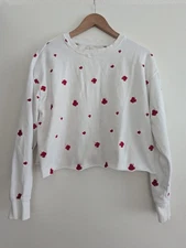 Spiritual Gangster Embroidered red flowers sweatshirt size L